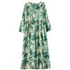 2025 New Floral Vacation Style Travel Round Neck Vintage Dresses