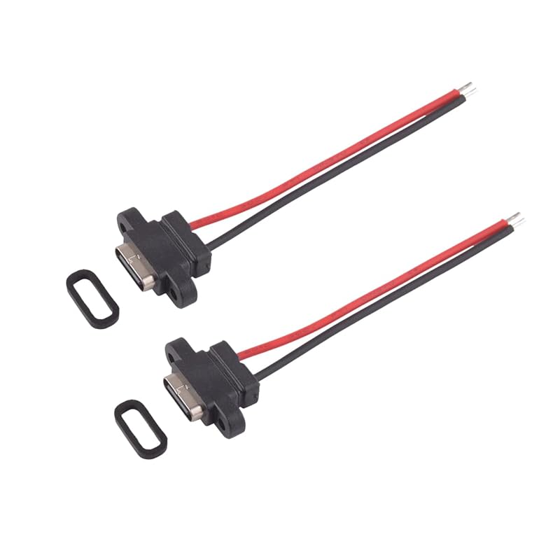 USB Type-C Pigtail Cable 2PCS 24AWG USB-C Plug to 2 Pin Bare Wire Open End, Type C Female,Connector for DIY USB C OPEN CABLE 2PCS
