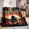 1pc Motorcycle Sunset Lightweight Flannel Blanket, Comfortable and Warm Blanket, for Office and Camping Sofa Bed, Livingroom066