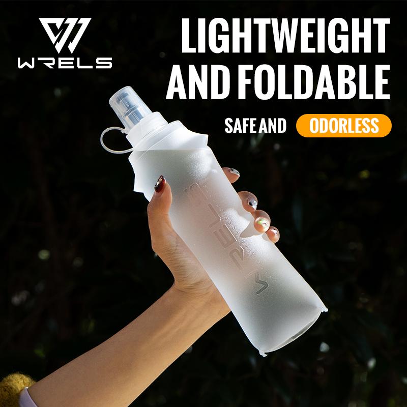 WRELS Running Water Bottle Soft Flask Folding Collapsible Water Bottle TPU BPA-Free Camping Hiking Travel Folding Water Bottle