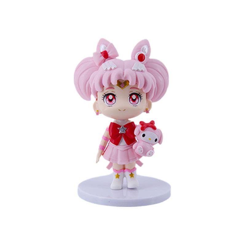6pcs/set Sailor Moon PVC Figure Toys 8 cm with Ami Hino Rei Kino Chibiusa Cute Action Model