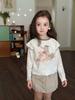 Girls' Long-Sleeve Lace Floral Cotton Tee - Spring/Autumn Round Neck Top