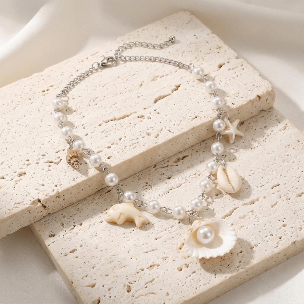 Y2K Ocean Themed Necklace Sweet Cool Chain Necklace Fashion Shell Pearl Choker  Women
