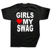 Lustiges Love My Swag Slogan T-Shirt Unisex Oversized Streetwear Tee für Männer Frauen Lockere Passform Lässiges Oberteil Rundhalsausschnitt Baumwoll-T-Shirt