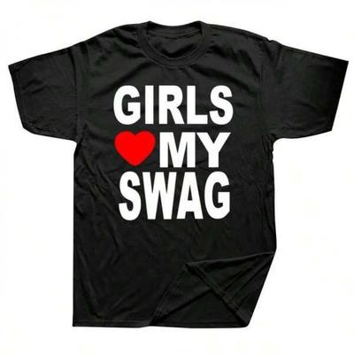 Funny Love My Swag Slogan TShirt Unisex Oversized Streetwear Tee for Men Women Loose Fit Casual Top Crew Neck Cotton Tee