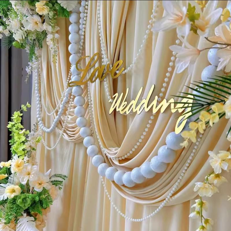20Pcs Faux Pearl Garland For Wedding Backdrop Diy Elegant Beaded Wall Hanging With Crystal Ball Pendants Boho Wedding Arch Decor