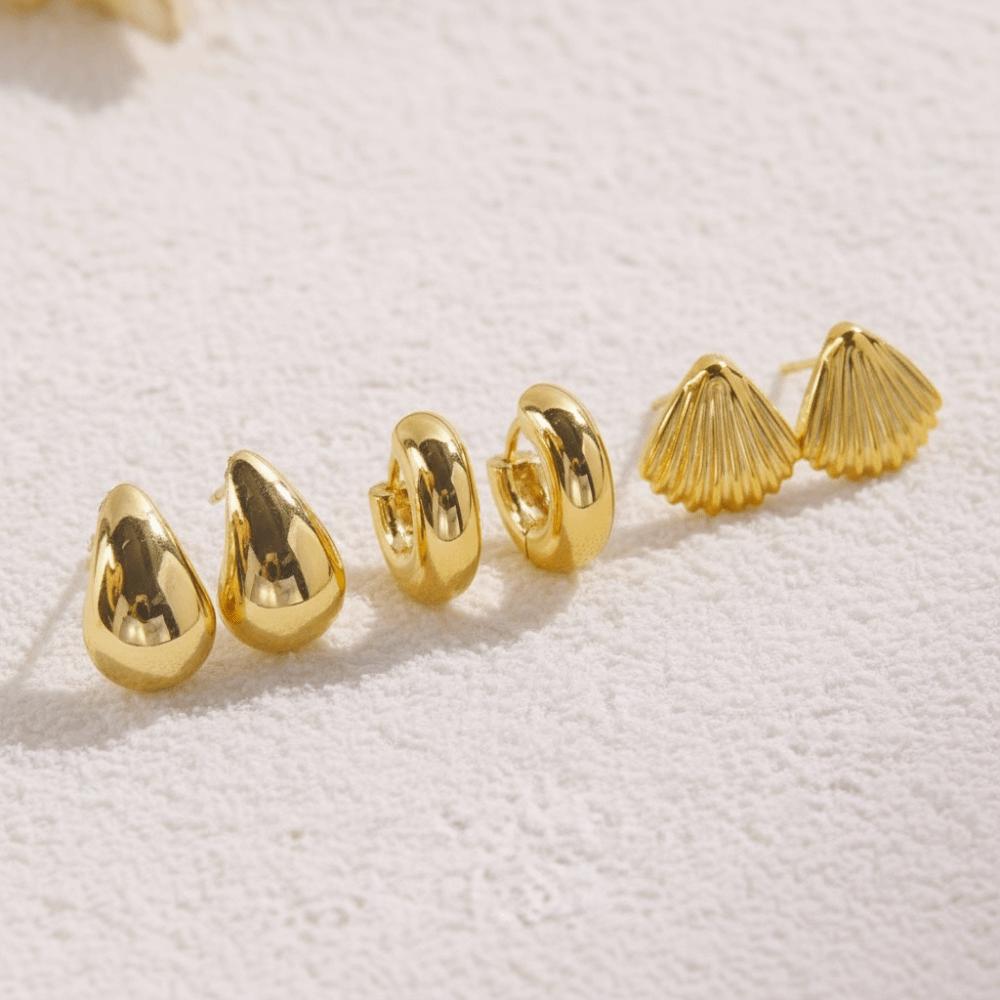 Starfish Starfish Earrings Golden Seashell Dangle Earrings Retro C-Shape Earrings Set  Summer