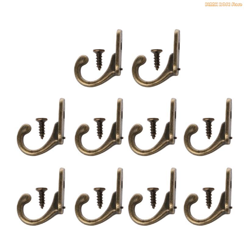 

K1AE 10 шт. Крючки для одежды из цинкового сплава Винтажные бронзовые вешалки Настенные крючки Маленькие крючки для прихожей