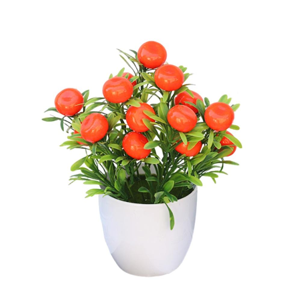 Multicolor Artificial Fruits Bonsai White Flowerpot Orange Peach Strawberry Fruit Tree Potted Pomegranate Lemon Photo Props