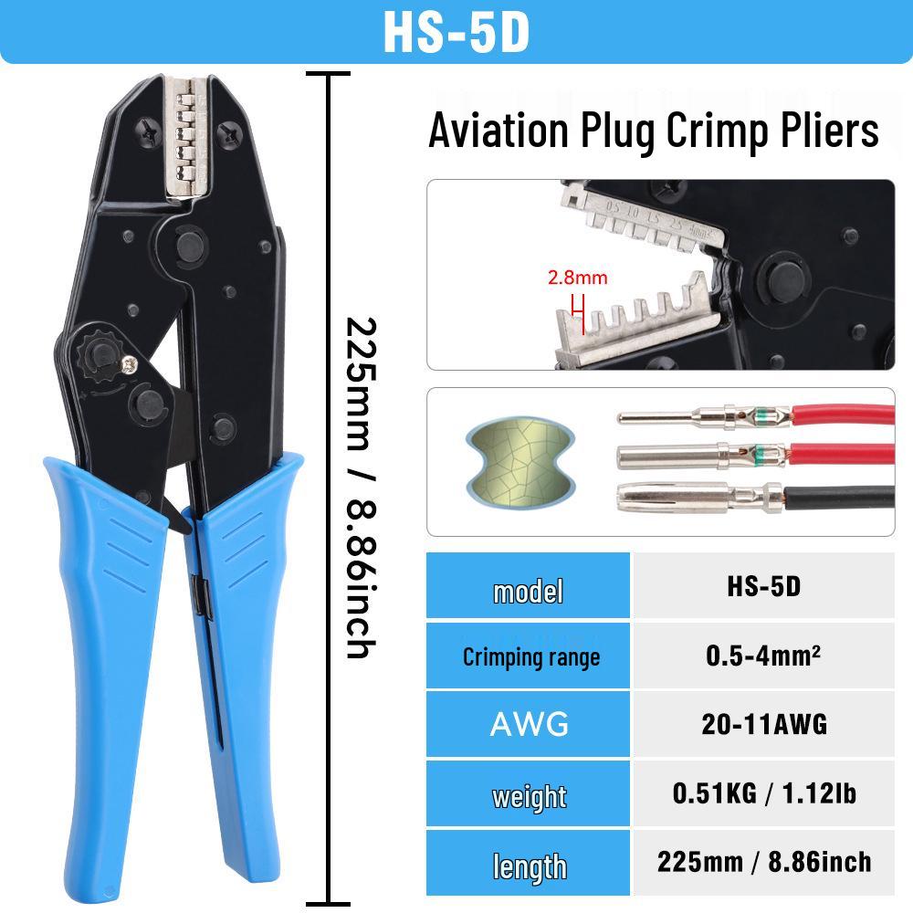 Aviation Plug Pin Crimping Pliers, Heavy Duty Terminal Pliers HS-5D. No Specification