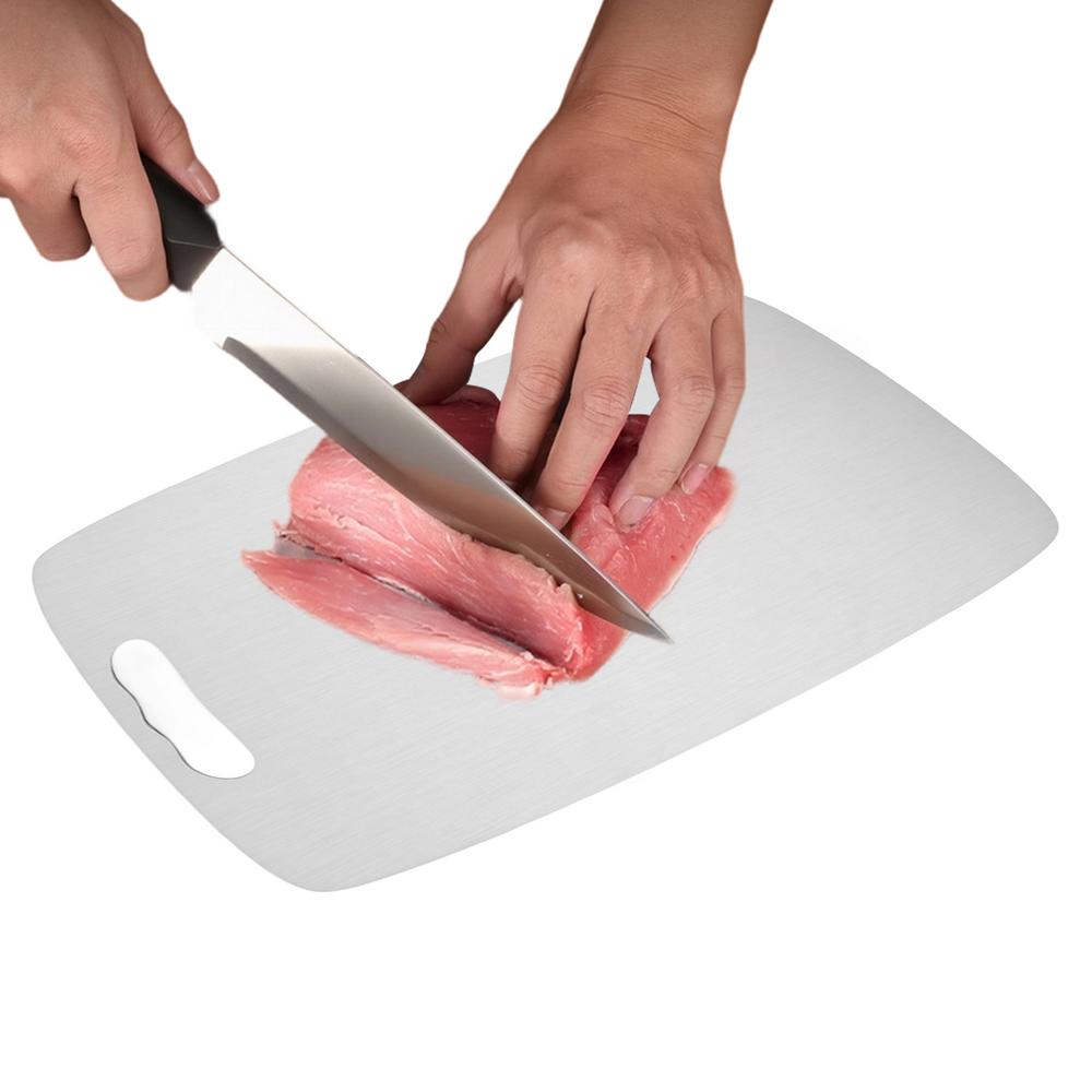 Metal Cutting Board Stainless Steel Kitchen Gadget Meat Cutting Board For Meal Prep Chicken Steak Veggie Food Camping RV Camper