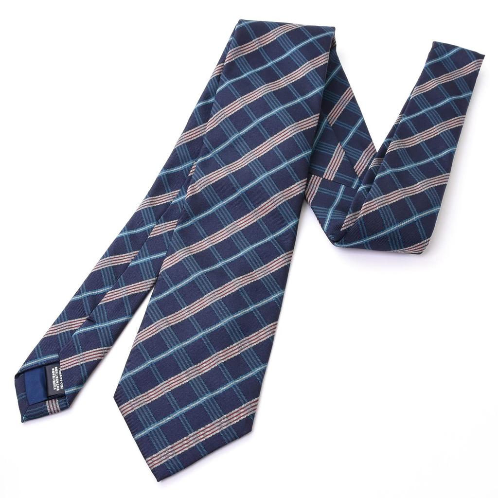 MICHIKO LONDON Brand Made in Italian Silk Jacquard Plaid Regular Size [MICHIKO LONDON] Necktie, Japan, Fabric, Weave, Pattern, Stripe, Business, (C