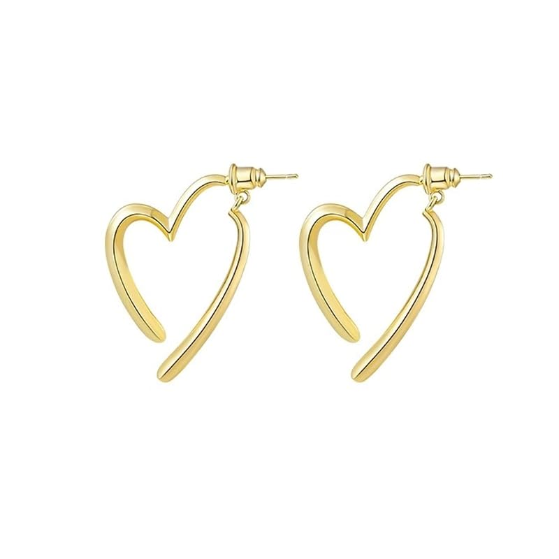 

Moonstan earrings ladies Popularity Compatible with metal allergies gold silver 925 post heart motif Large sway (gold)