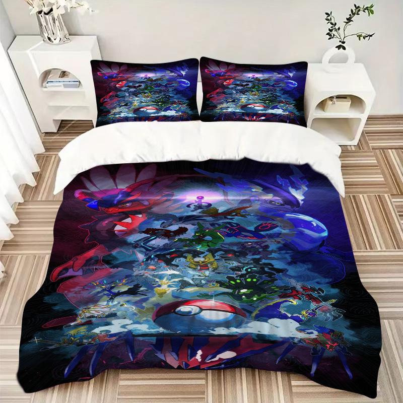 Pokmon Epic Battle Print 3Pcs Bedding Setduvet Cover With 2 Bedropillowcase Home Birthday Gift