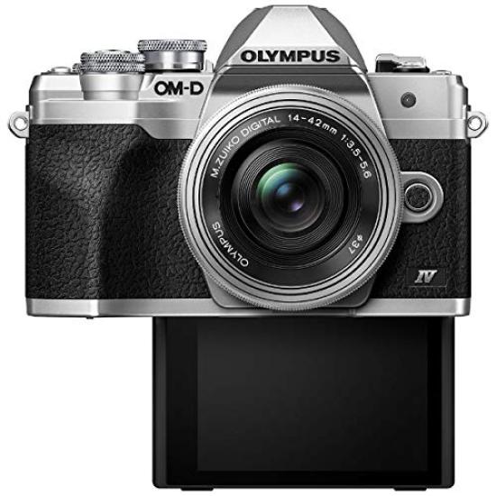 OLYMPUS OM-D E-M10 Mark IV Mirrorless Camera with EZ Double Zoom Kit (Silver)
