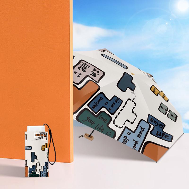 Cartoon Mini Cute Umbrella for Girls Summer UV Protection Flat Portable Sun Small Kids Umbrella Windproof 6K Parasol Sunshade