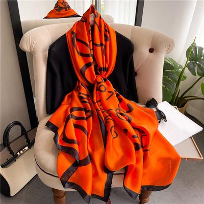 Luxusní módní dopis Dlouhý hedvábný šátek 180*90cm Šátky na ochranu proti slunci Zábal Měkká plážová šála Bandana Foulard Šála Hidžáb