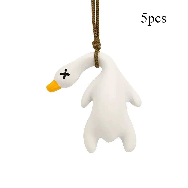 1-5pcs UV Color Changing Duck Car Accessory Pochromic Keychain Hanging Ornament Creative Party Favors Gifts for Cars Decor