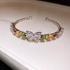 Dopamine Zirconia Heart Open Bangle: Luxurious Sweet Commuting Jewelry