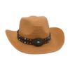 Western Cowboy Hat Famous Wind Beach Travel Straw Hat Hand-Woven Breathable Straw Hat