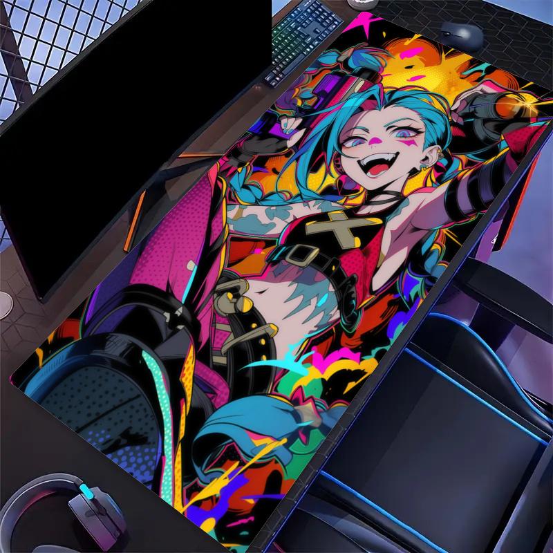 Jinx Mouse Pad, Large Gaming Desk Mat, Non-slip XXL Mousepad for Laptop & Tablet, Mini PC Playmat with Stitched Edges