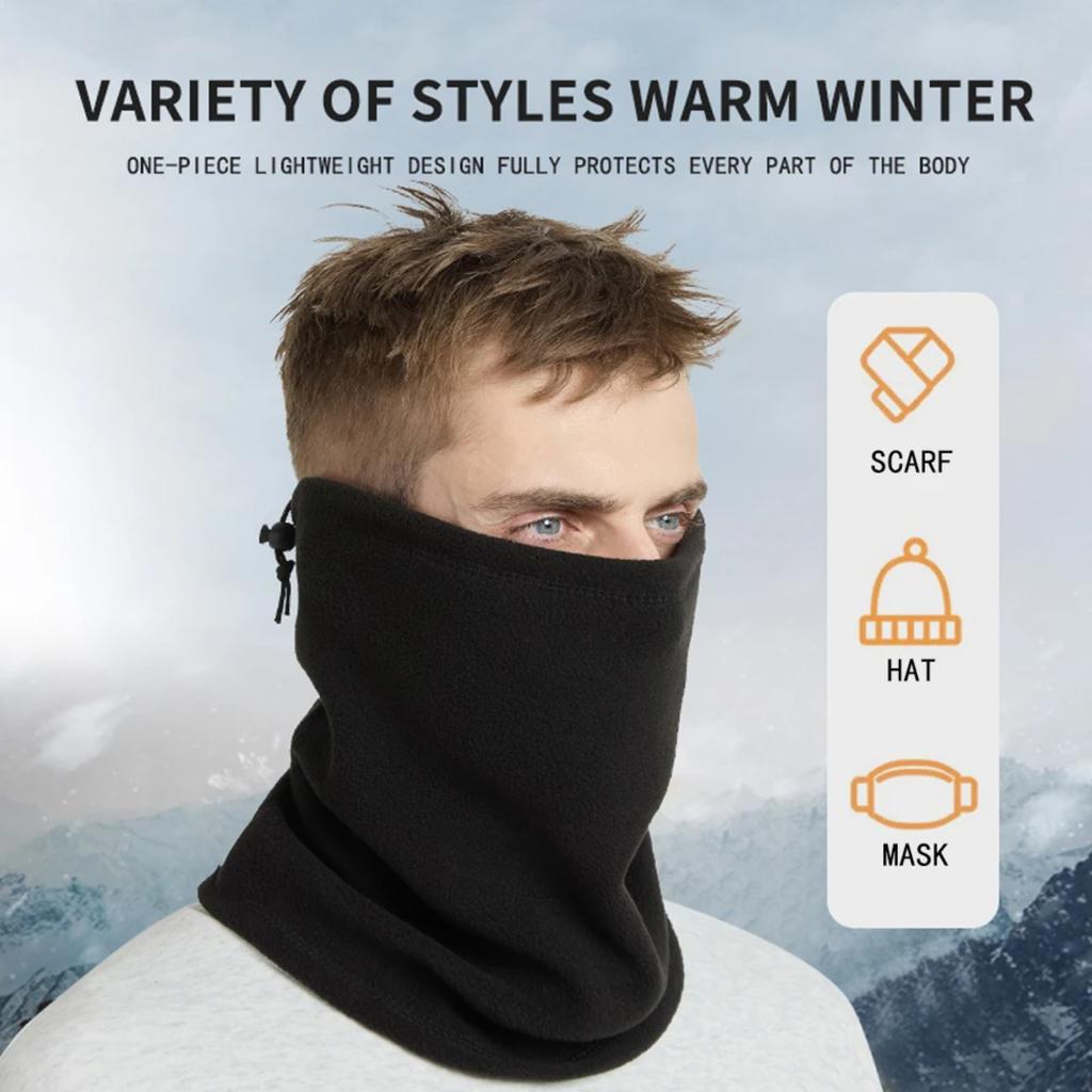 Unisex Polar Fleece Motorcycle Ski Mask Windproof Thickened Drawstring Winter Face Cover,for Outdoor Activities