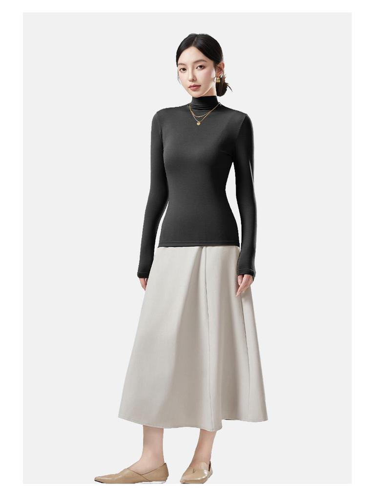 Dámské antibakteriální tričko s dlouhým rukávem a rolákem slim fit na podzim-zimu