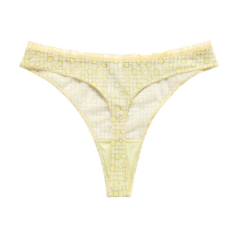 European and American sexy thong low waist panties large size lace sexy breathable printed pure cotton crotch thong S