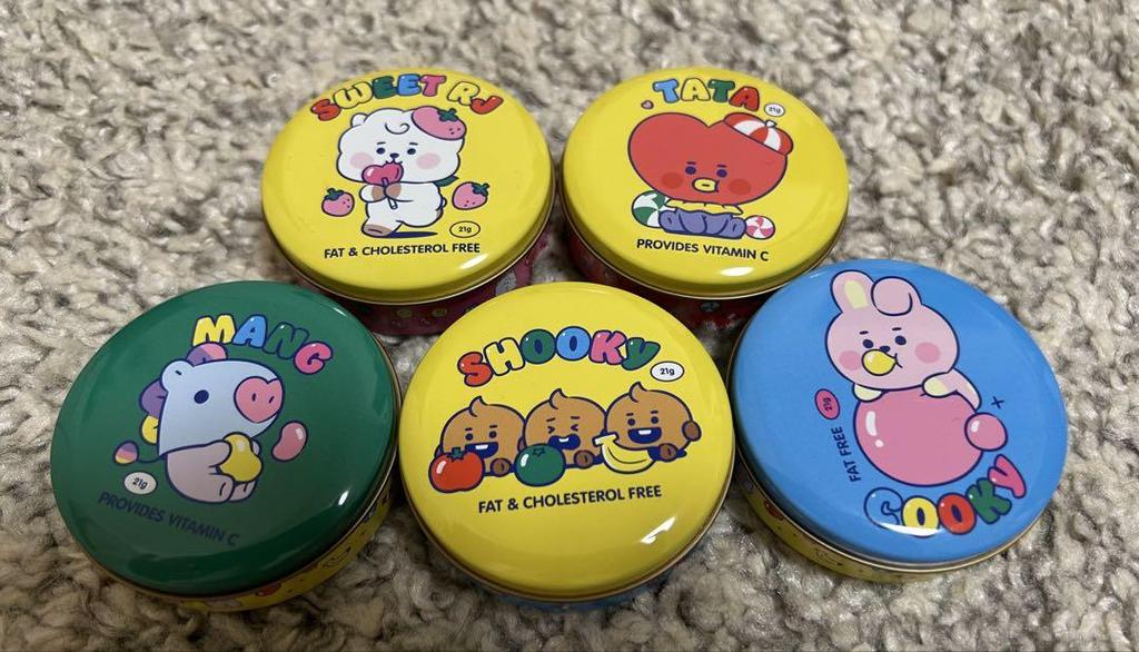 [USED] BT21 candy tin, puzzle clip, keychain, eraser, towel, Tata drawstring bag