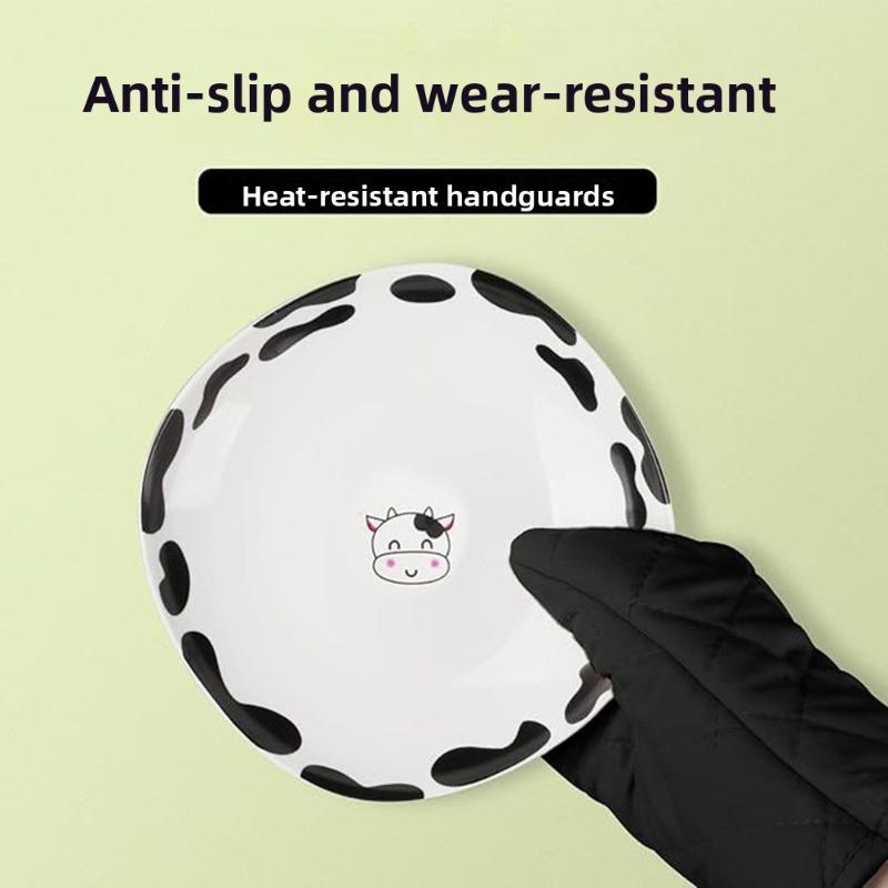 1PC Oven Mitts Heat Resistant Microwave Oven Glove Cotton Linen Baking BBQ Non-slip Oven Mitts Kitchen Cooking Supplies Tools