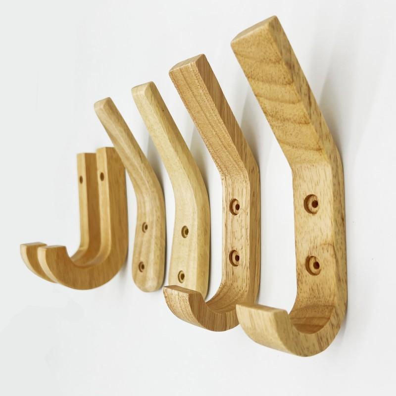 Nordic Furniture Hooks OAK Wood Hanger Coat Clothes Door Back Hanger Wooden Funiture Hardware For Hanging