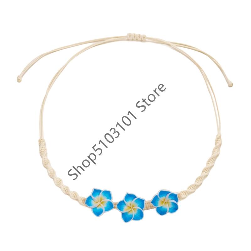 X6HE Handmade Floral Shell Necklace Lightweight Clay Beads Summer Beach Jewelry Piece For Everyday Wear
