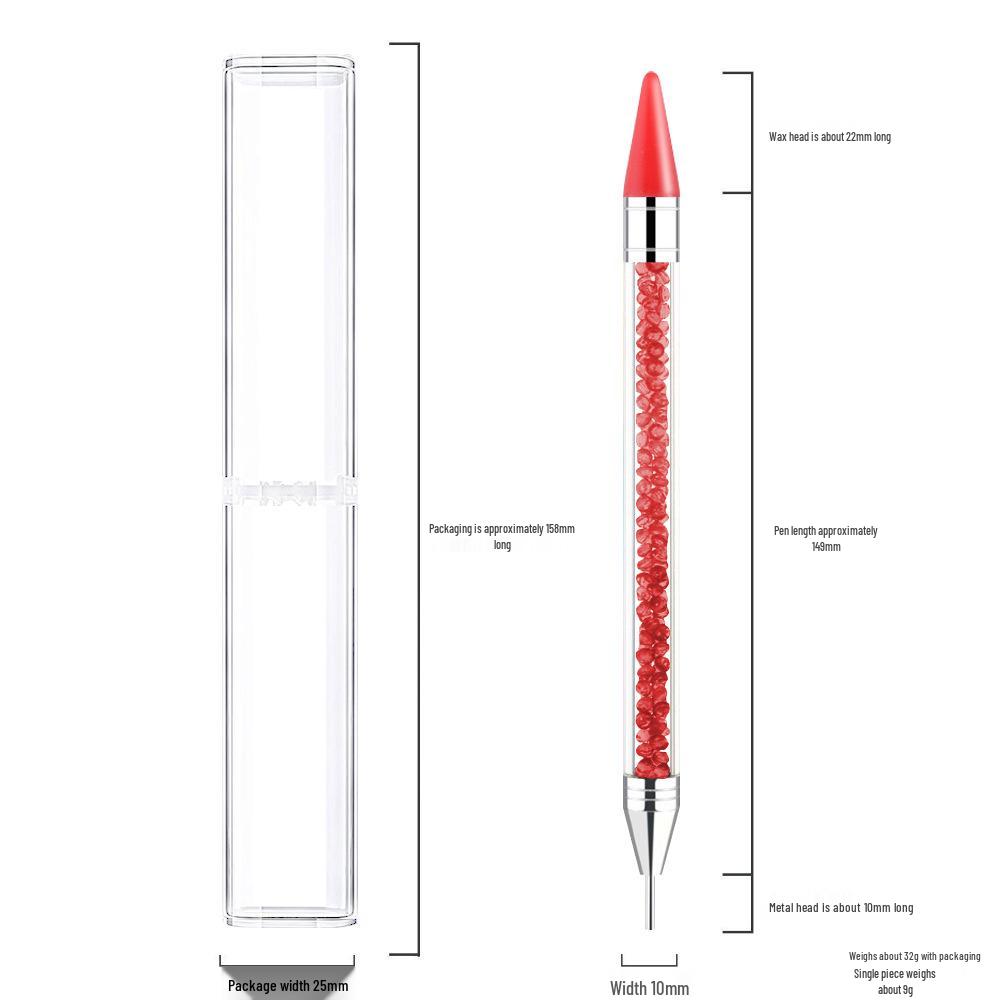 Double-ended Nail Art Rhinestone & Dotting Pen: Acrylic Wax, Adhesive, Drill Suction Pen for Nail Art.