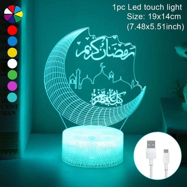 Eid Mubarak Ramadan Decorations for Household Moon Stars Remote Control LED Lights Eid Mubarak Decorations