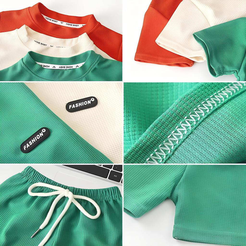 2 Stücke Casual Kinder Kurzarm Shorts Sets Sommer Kinder Kleidung Junge Mädchen Baby T Hose Outfits Soild Farbe Trainingsanzüge 1-8 jahre