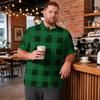 Men's Big Size Plaid Print Golf Polo Shirt Breathable Short Sleeve Collared Casual Workwear Top
