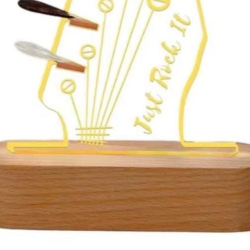 Wood Base Guitar Pick Holder Light Up Guitar Pick Storage Rack  For Guitarist