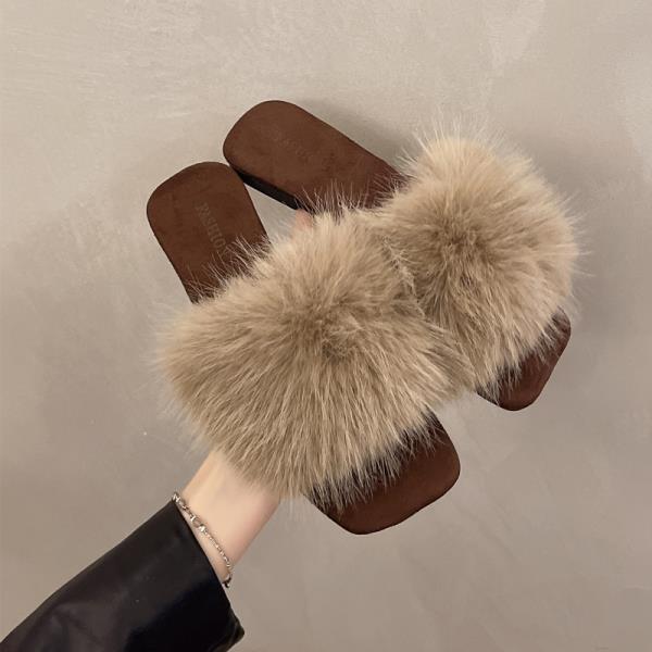 

Модная обувь Женская 2025 Тапочки Повседневные Низкие Меховые Шлепанцы Pantofle Зимняя Обувь Роскошные Плюшевые Плоские Новые Слайды Женская Обувь Плюшевые Сли 35