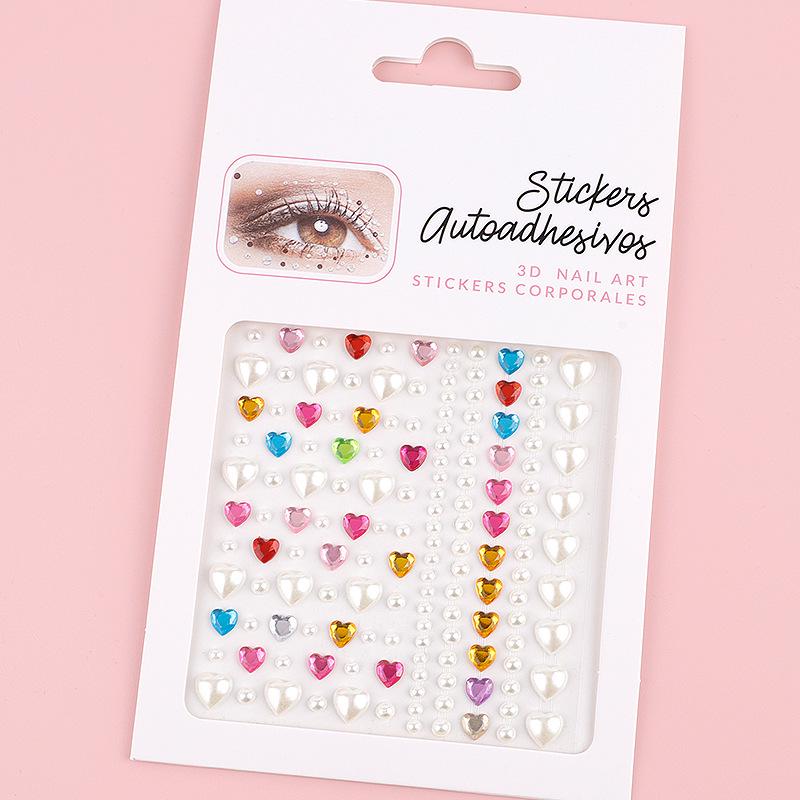 DIY Cross-Border Face, Eye, Brow, and Nail Decor Stickers with Pearls and Diamonds