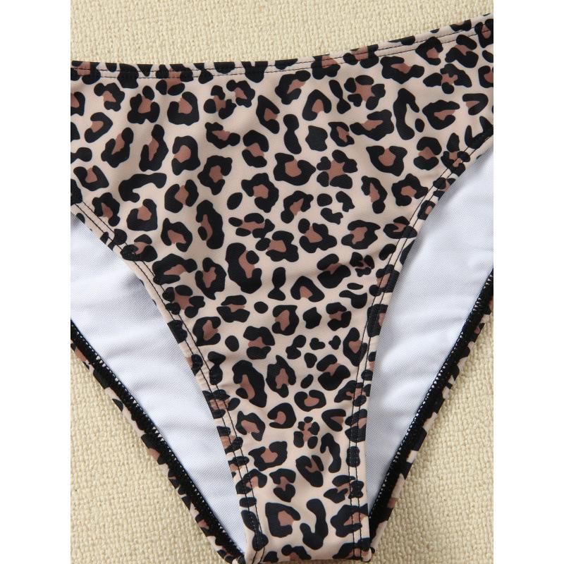 1011 New Leopard Print Swimsuit Women's European and American Sexy Lace-up Bikini Swimsuit Bikini