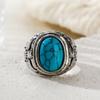 Wei Ya Fashion Vintage Imitation Blue Turquoise Gemstone Ring Ring For Men And Women