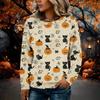 Women's Flannel Long Sleeve Top with Halloween Print Neck Pullover Shirt