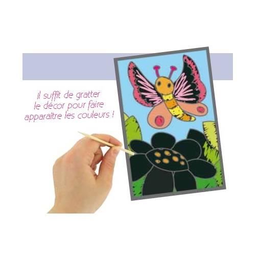 Cartes à gratter - Champêtre - 3 cartes + grattoir - Multicolore - Facile à utiliser - Pour enfants