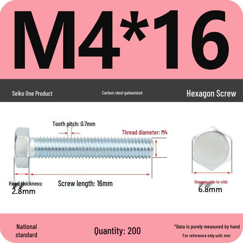 8.8 Grade Hot-Dip Galvanized Hex Bolt Nail M4-M30