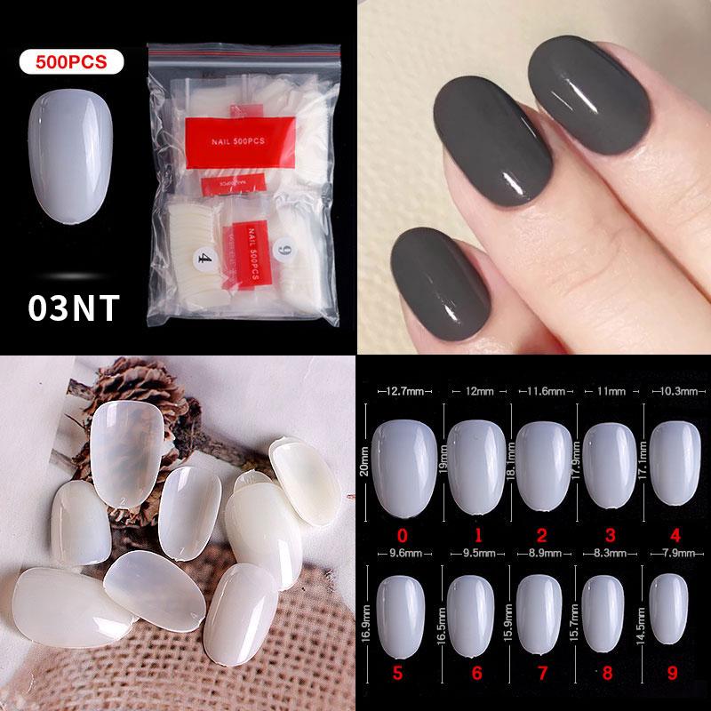500Pcs/Bagged False Nail Tips Acrylic Practice Nail Capsules Artificial Nails Soft Gel Full Cover Coffin Nail Tips Manicure Tool