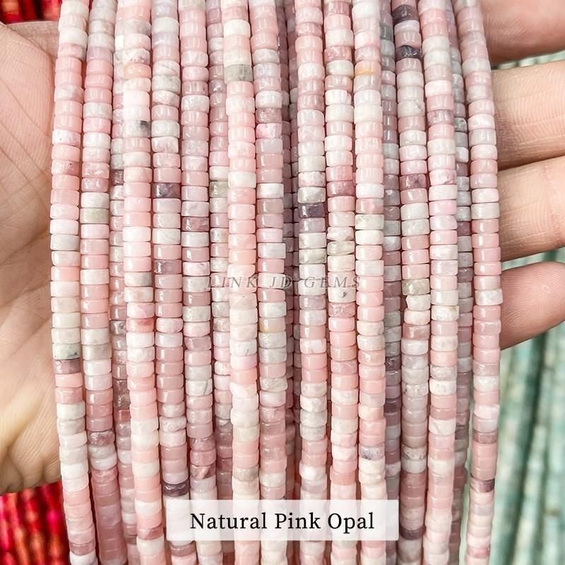 4x2mm Natural Pink Opal Turquoise Jasper Rondelle Beads Cylinder Flat Loose Spacer Bead For Jewelry Making Diy Bracelet Necklace