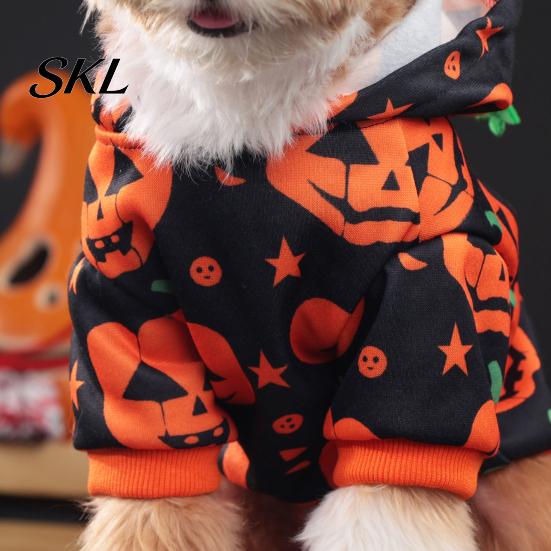 Star Pattern Pet Clothing Halloween Pumpkin Dog Hoodie, Sweatshirt Autumn Pullover, Pullover Hooded T-shirt for Small Medium Dogs Cats Hoodie