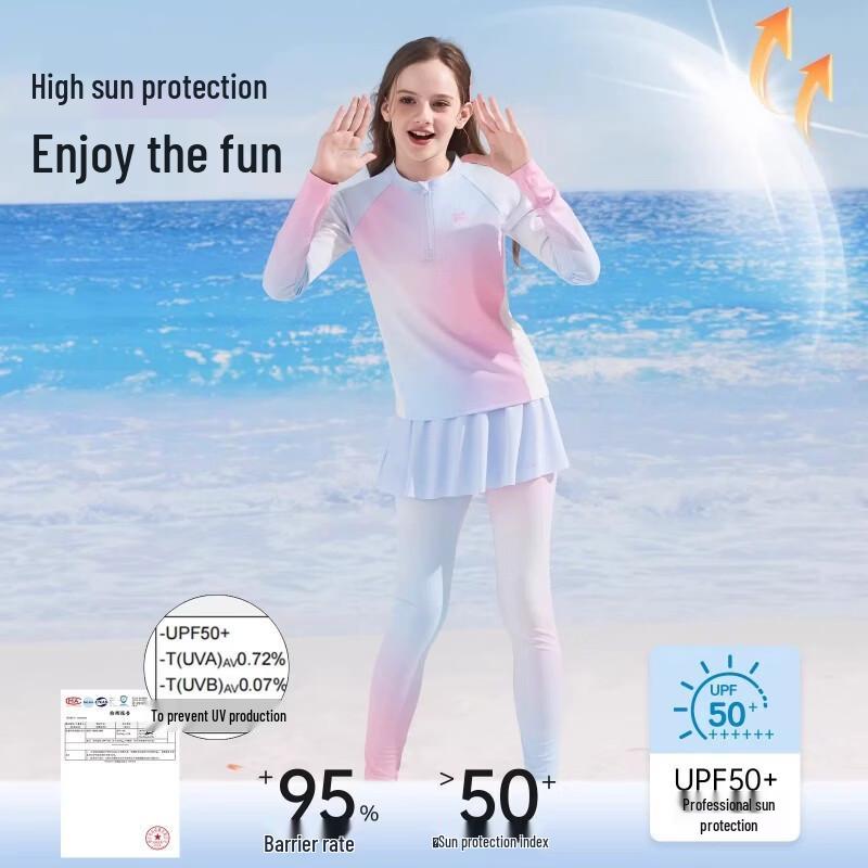 Disney Girls' Long Sleeve Split UV Protection Swimsuit