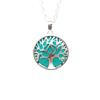 Multi-Color Hollow Natural Stone Pendant Item Round Alloy Tree Of Life Necklace Elegant And Fashionable