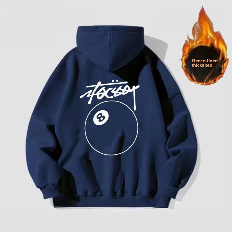Trendiger Herren-Hoodie Sweatshirt Herbst Winter Pool-Print Schwergewicht Locker Vielseitig Paar-Hoodie Lässige Streetwear